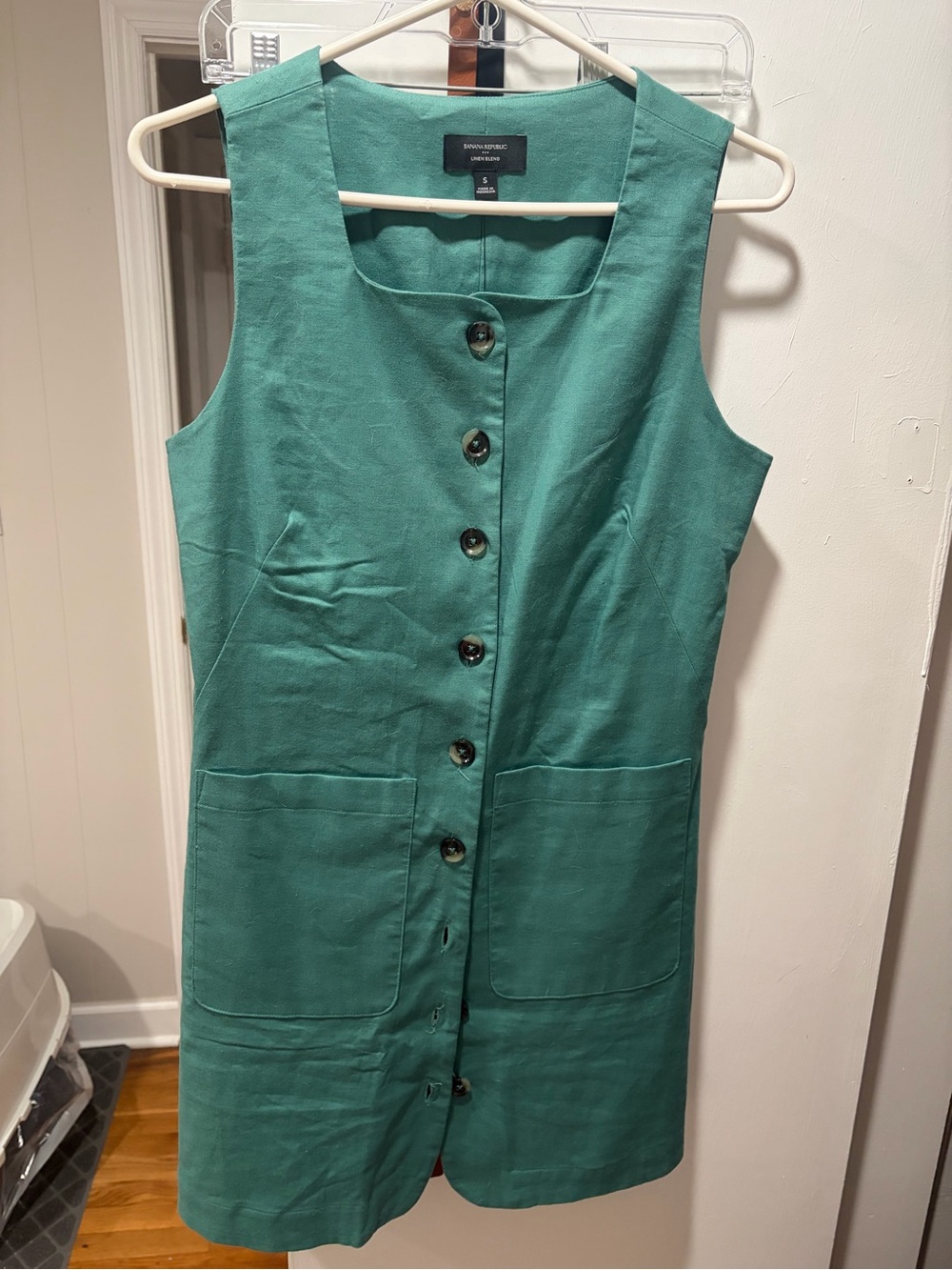 NWT Banana Republic Teal Sleeveless Button-Front Mini Dress